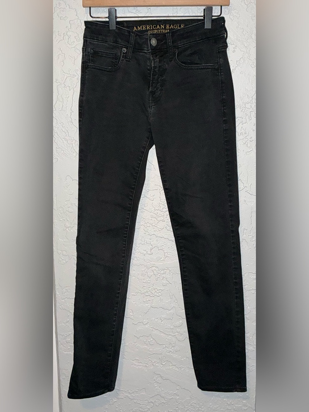 American Eagle Outfitters Men's Faded Black Skinny Jeans
